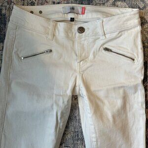 Cabi white zip skinny jeans